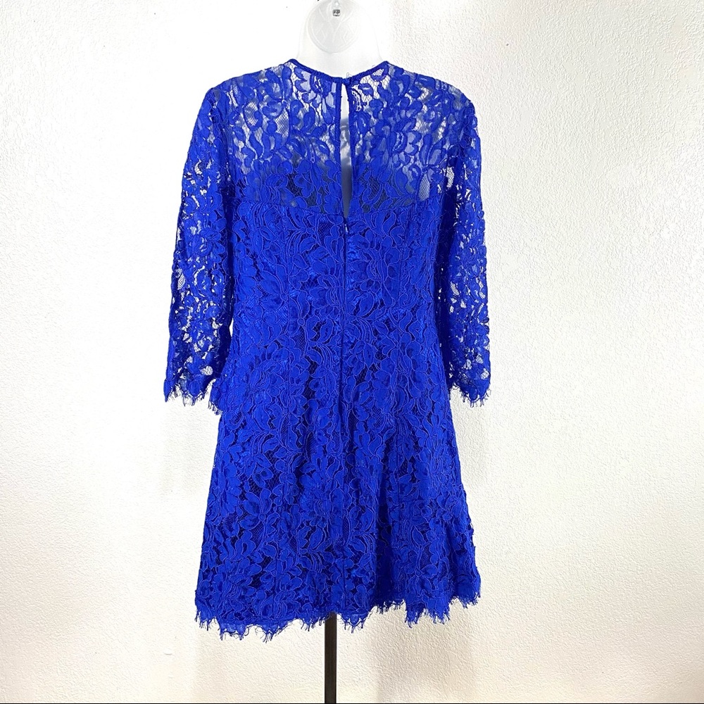 Eliza J Blue Floral Lace Fit & Flare Dress SZ 6 - Picture 2 of 8